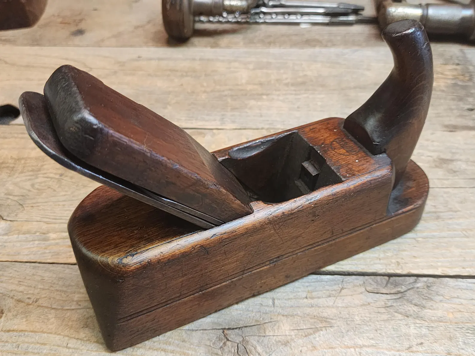 Vintage DRGM German Horn Plane with Buck Bros. 2" Iron | Classic European Woodworking Tool